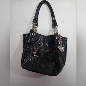 Kathy Van Zeeland Glossy Black Shoulder Bag